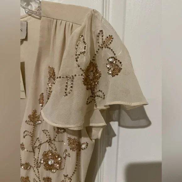 🌺BHLDN Plymouth Wrap Flutter Sleeve Beaded Maxi 👗Gown - Picture 7 of 17